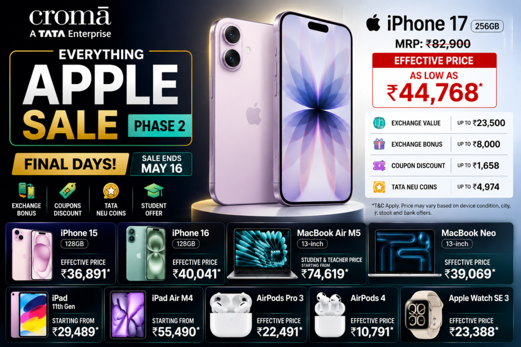 Croma Apple Sale: iPhone 17 Available Under Rs 45,000 With Offers